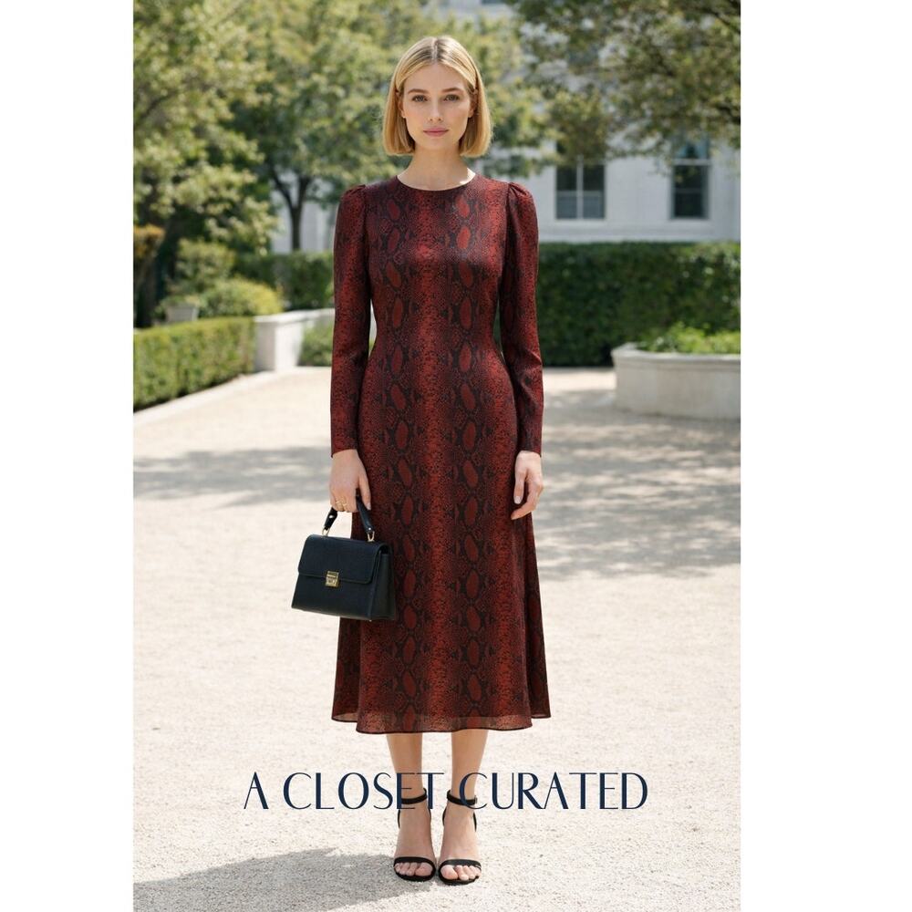 The Andamane Beulah Viscose Midi Dress Medium Red NWT